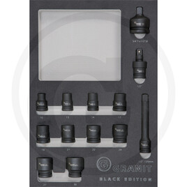 GRANIT BLACK EDITION Insert set, 1/2" impact socket