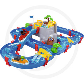 BIG AquaPlay Mountain Lake, adventure set with large cave and waterfall, 70 parts including 2 boats and 3 figures