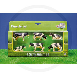 Kids Globe 6 cows lying down and standing, black/wh
