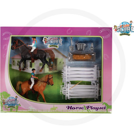 Kids Globe 2 horses with jockey and accessories