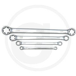 KS Tools CHROMEplus® TX-E double ring spanner set, 4 pcs, E6xE8-E20xE24